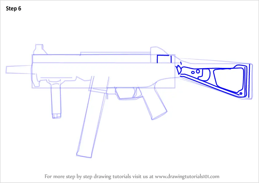 Step By Step How To Draw Ump 45 From Counter Strike