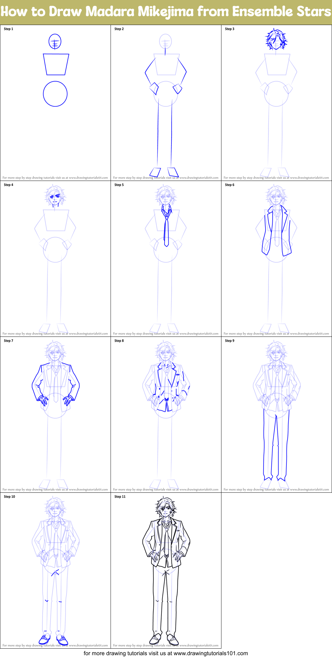 How to Draw Madara Mikejima from Ensemble Stars printable step by step ...