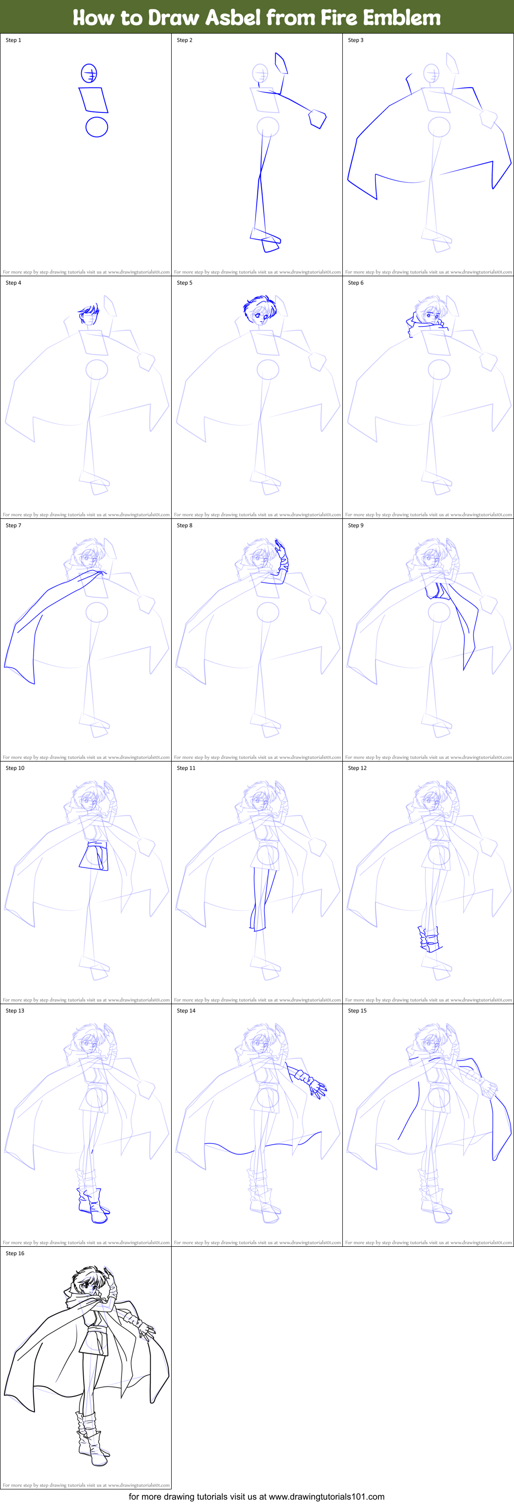 How to Draw Asbel from Fire Emblem printable step by step drawing sheet ...