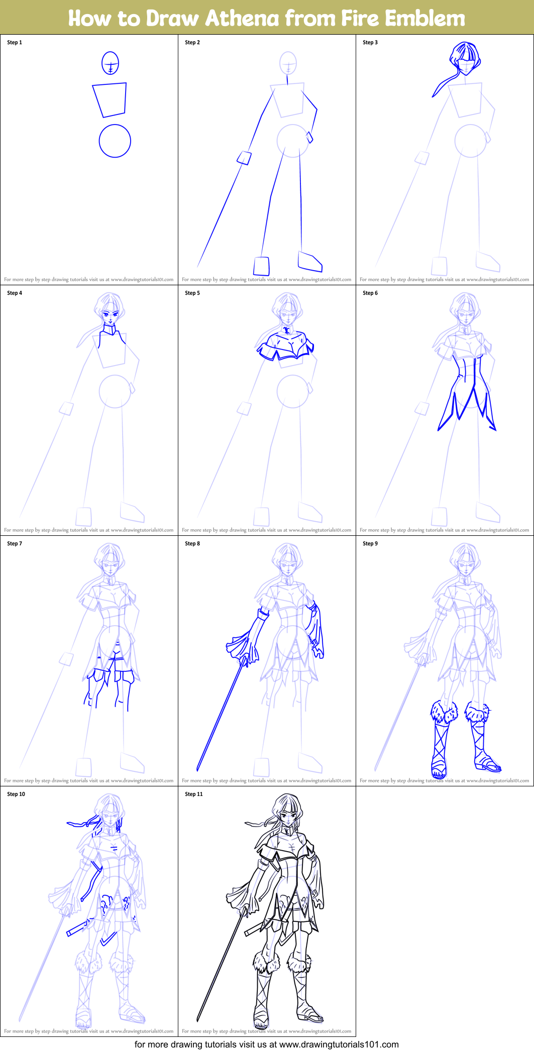 How to Draw Athena from Fire Emblem printable step by step drawing ...