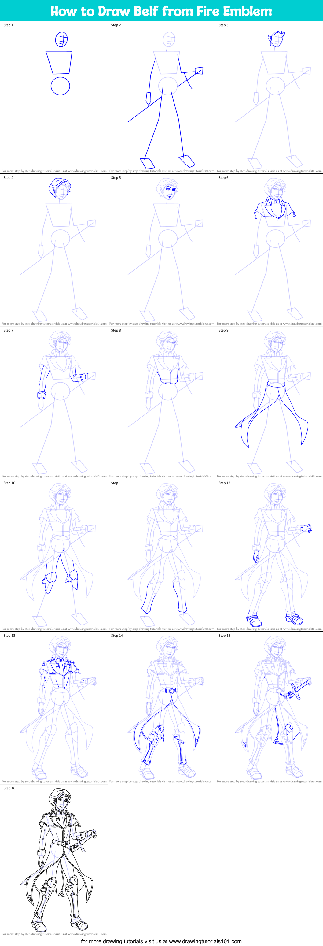 How To Draw Belf From Fire Emblem Printable Step By Step Drawing Sheet 