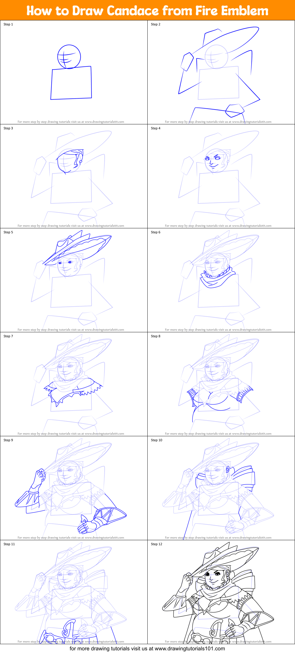 How to Draw Candace from Fire Emblem printable step by step drawing ...