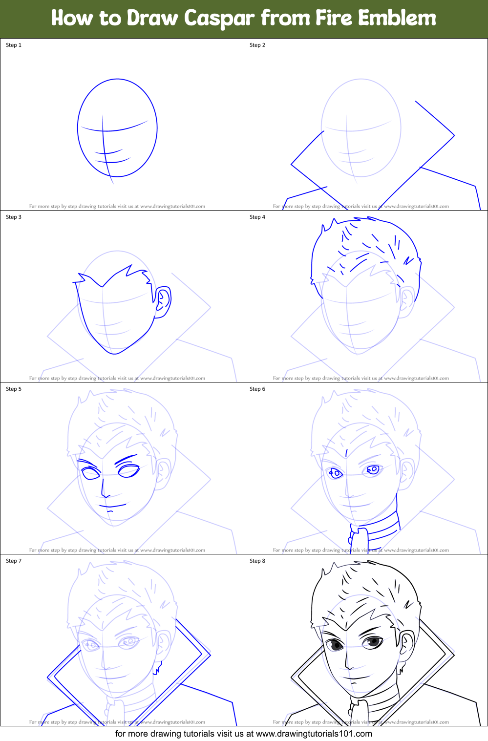 How to Draw Caspar from Fire Emblem printable step by step drawing ...