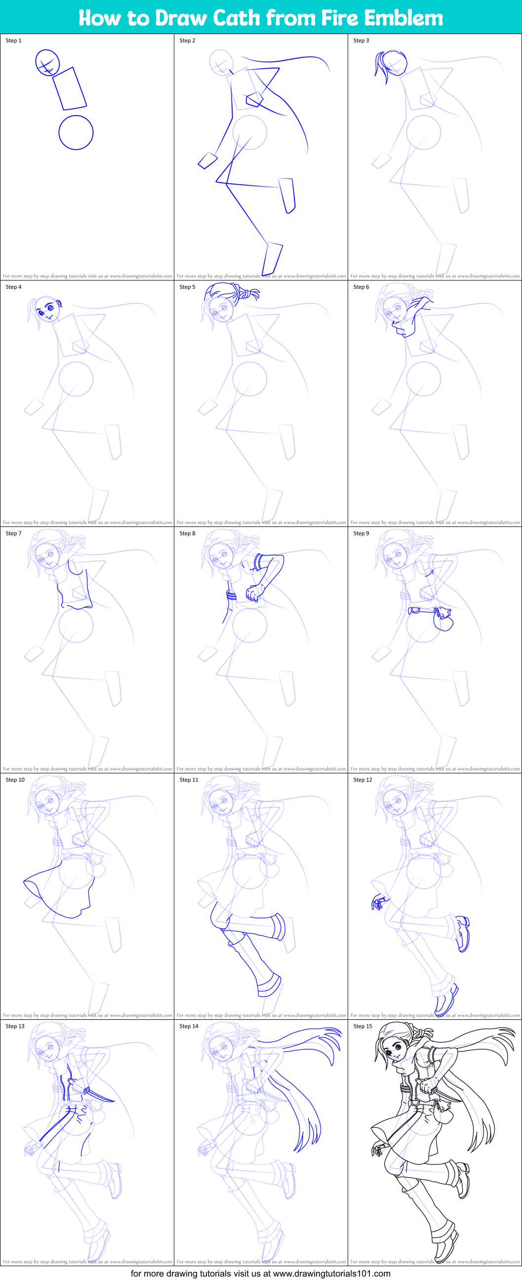 How to Draw Cath from Fire Emblem printable step by step drawing sheet ...