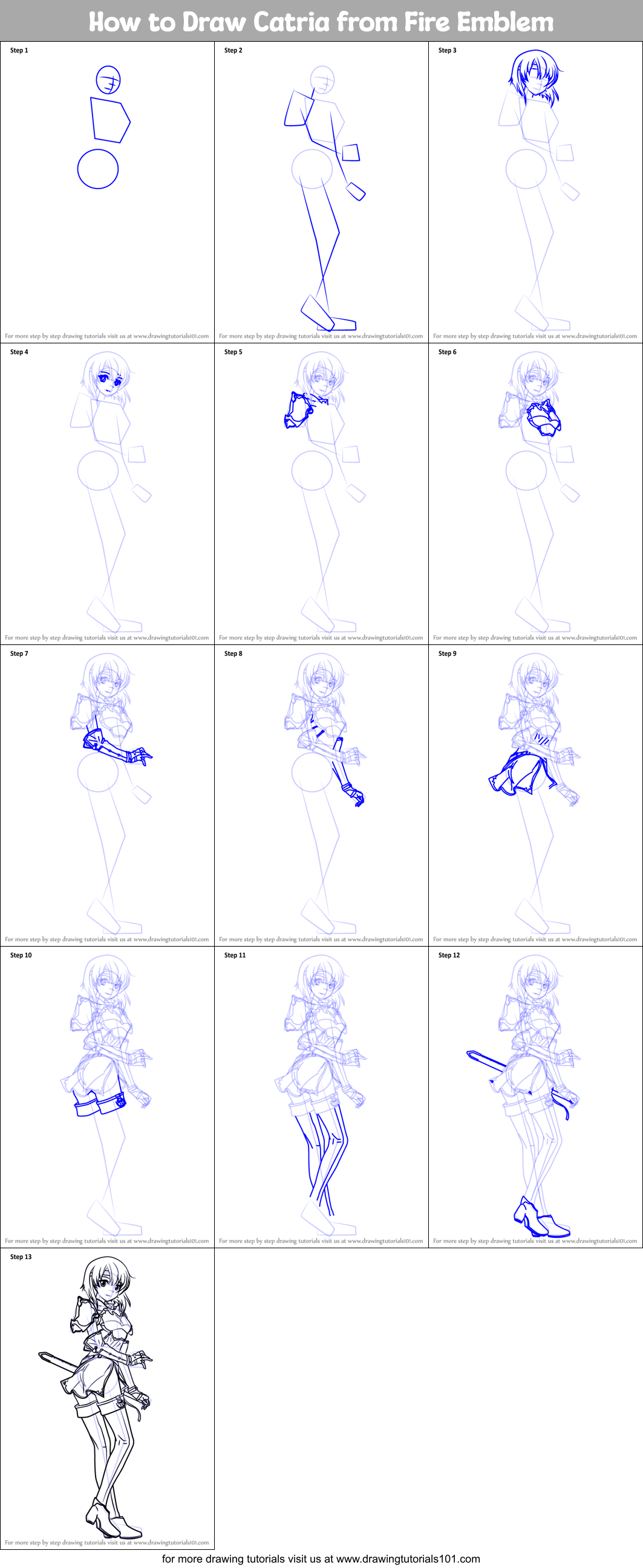 How to Draw Catria from Fire Emblem printable step by step drawing ...