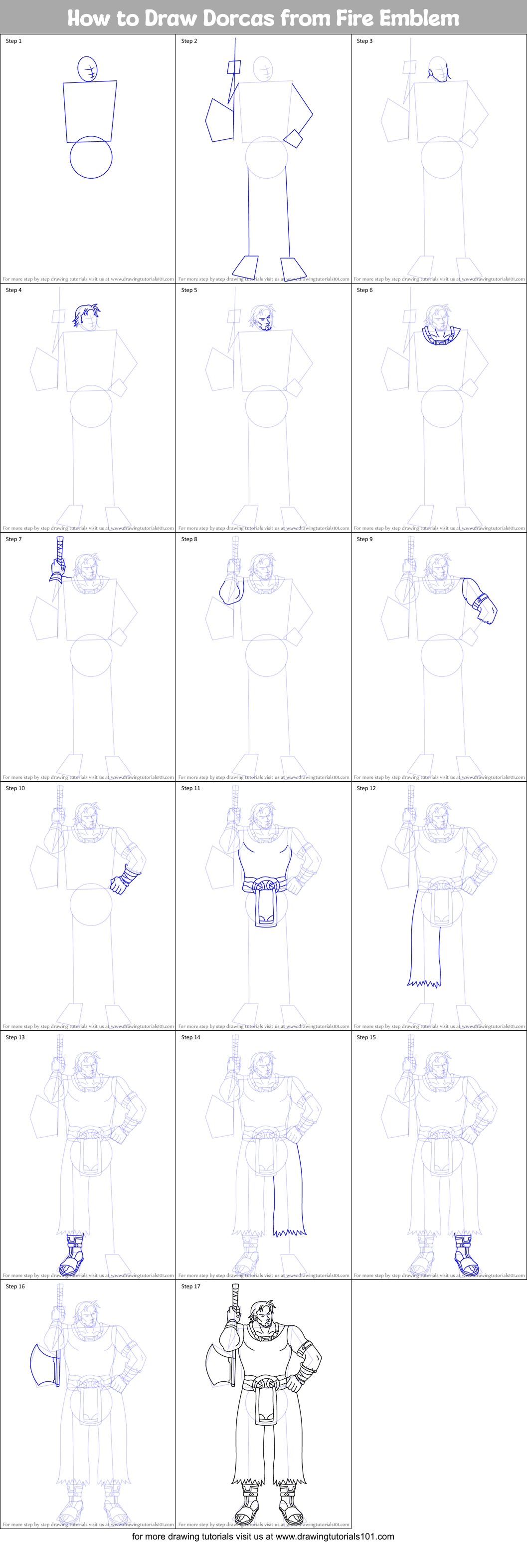 How to Draw Dorcas from Fire Emblem printable step by step drawing ...