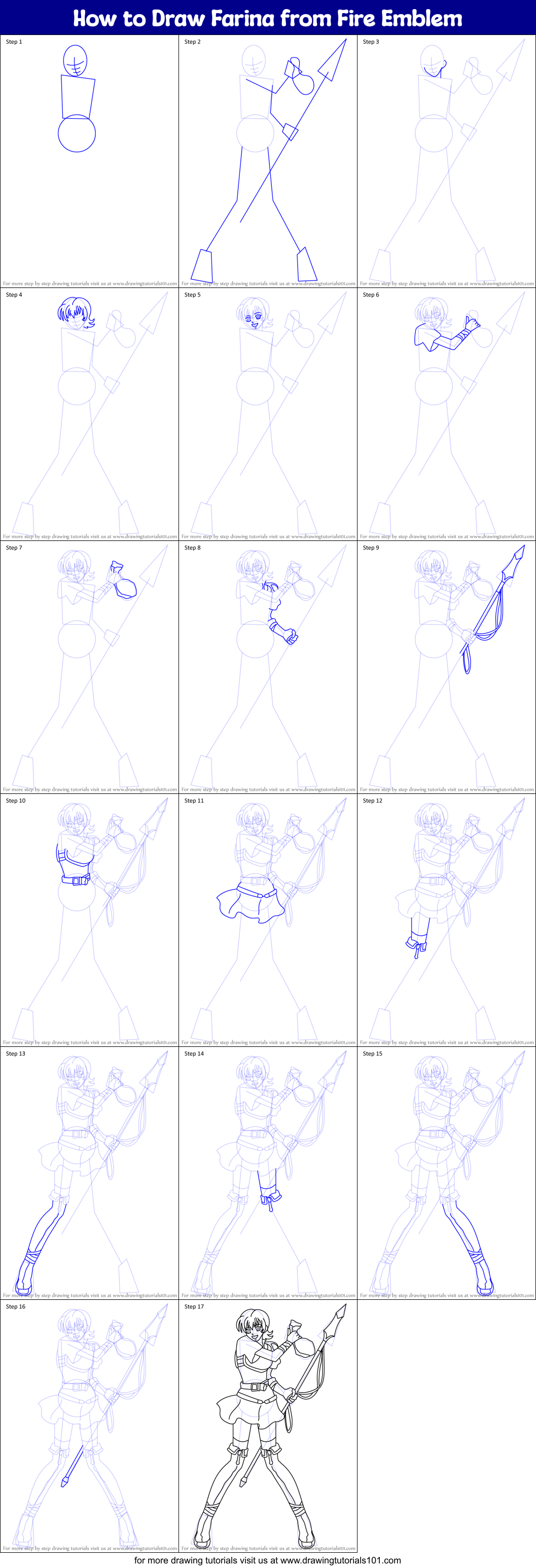 How to Draw Farina from Fire Emblem printable step by step drawing ...