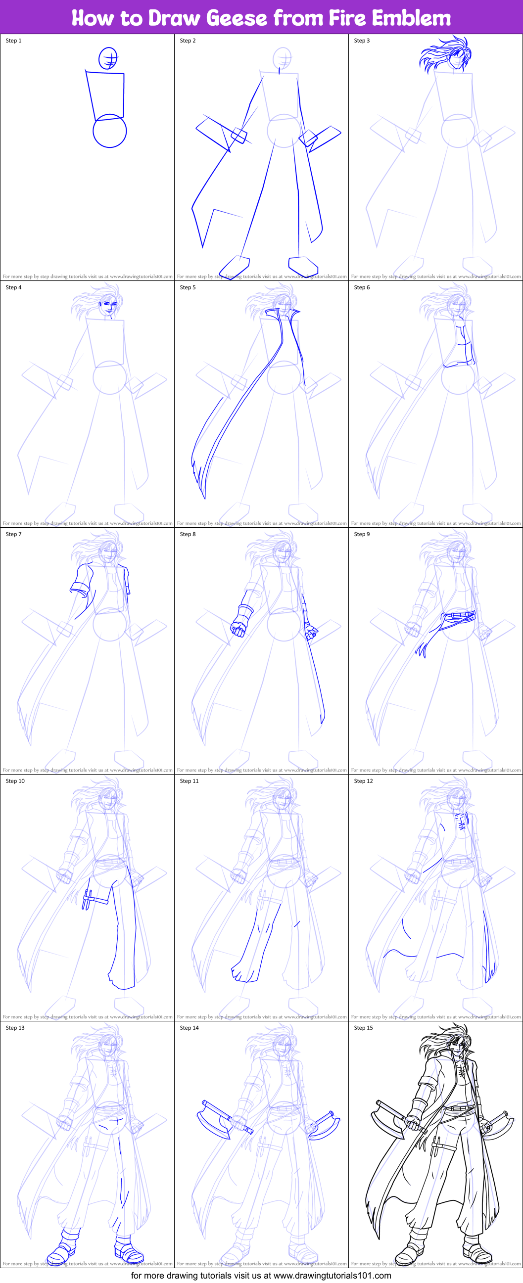 How to Draw Geese from Fire Emblem printable step by step drawing sheet ...