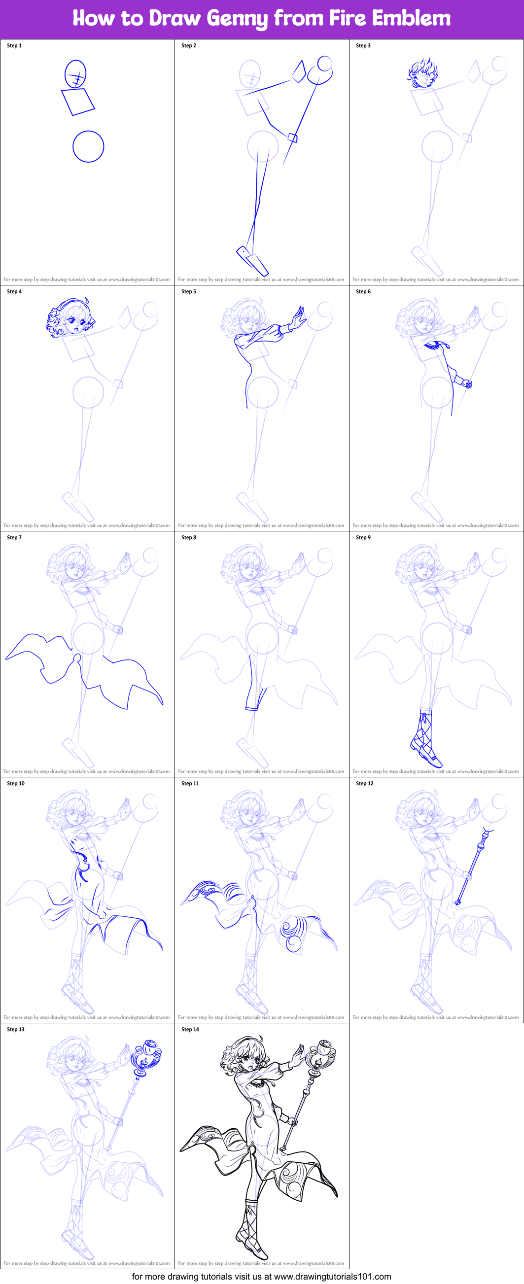 How to Draw Genny from Fire Emblem printable step by step drawing sheet ...