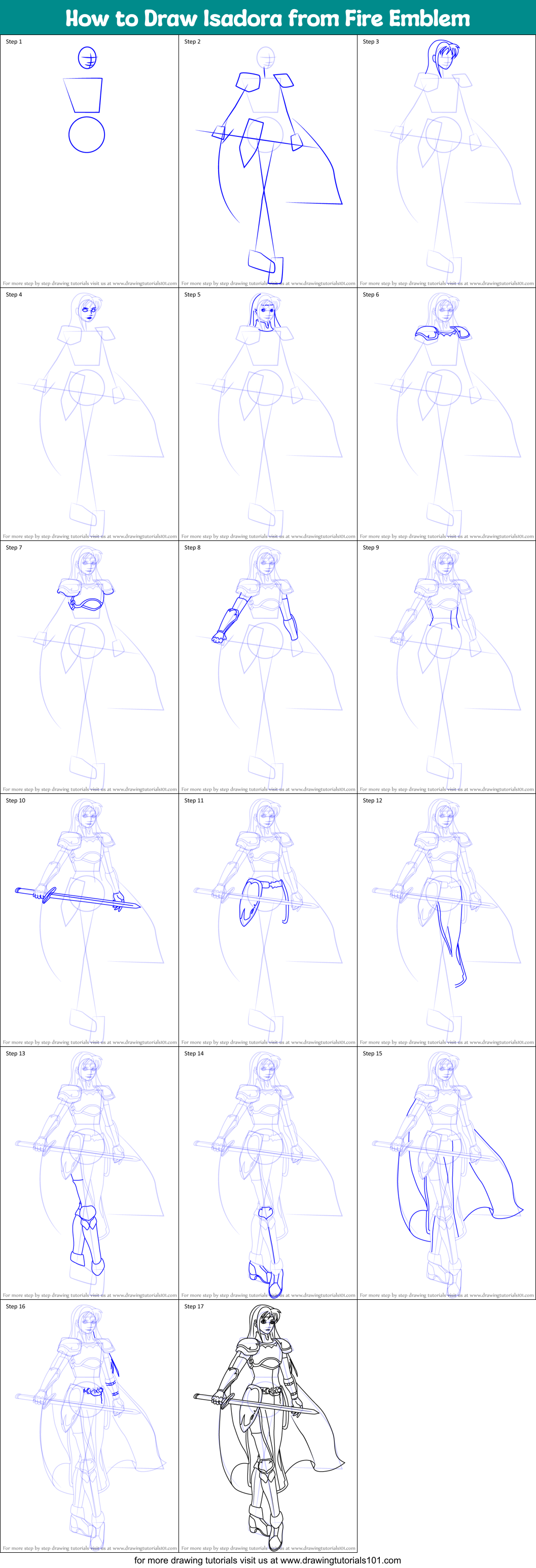 How to Draw Isadora from Fire Emblem printable step by step drawing ...