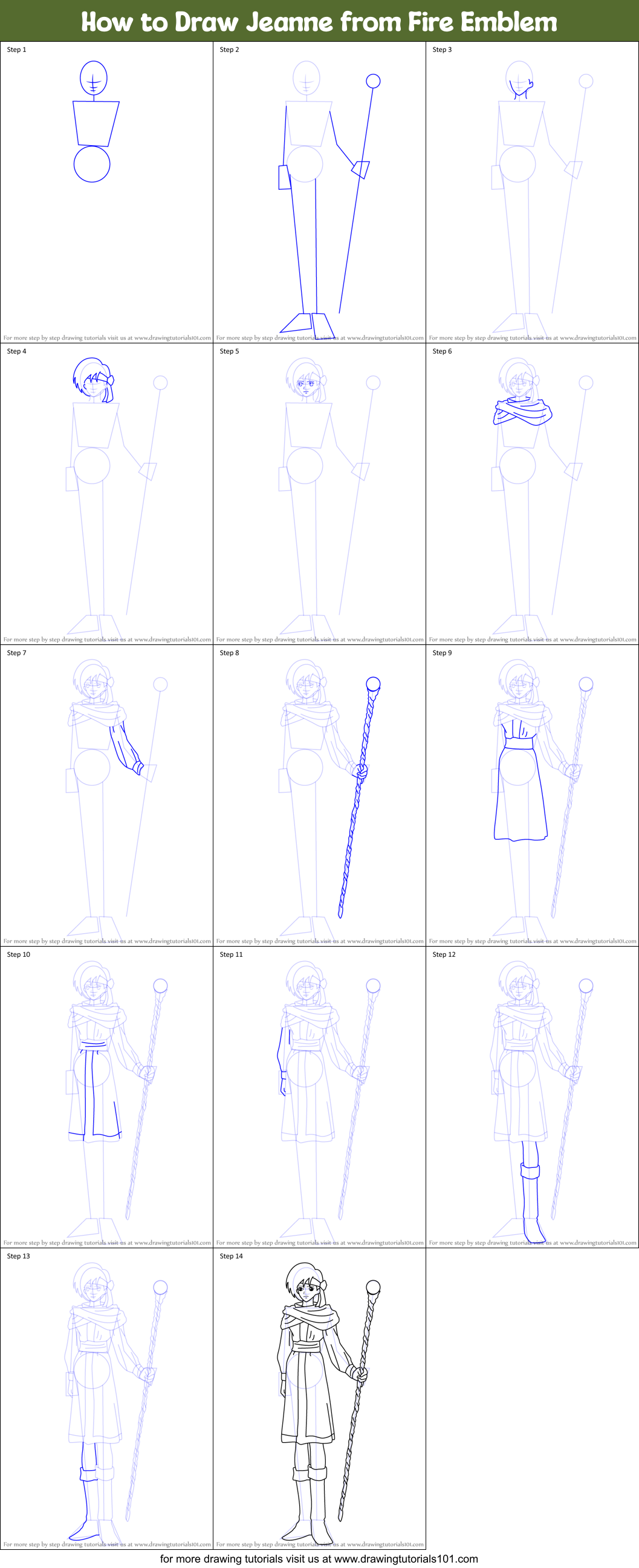 How to Draw Jeanne from Fire Emblem printable step by step drawing ...