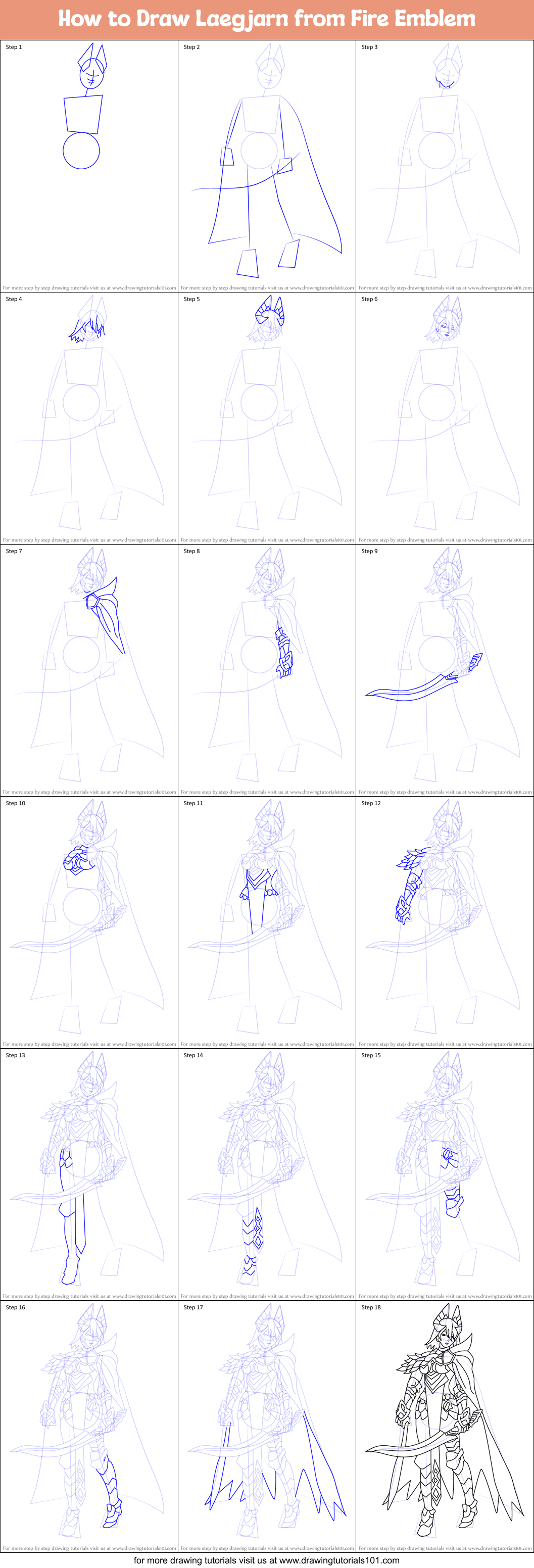 How to Draw Laegjarn from Fire Emblem printable step by step drawing ...