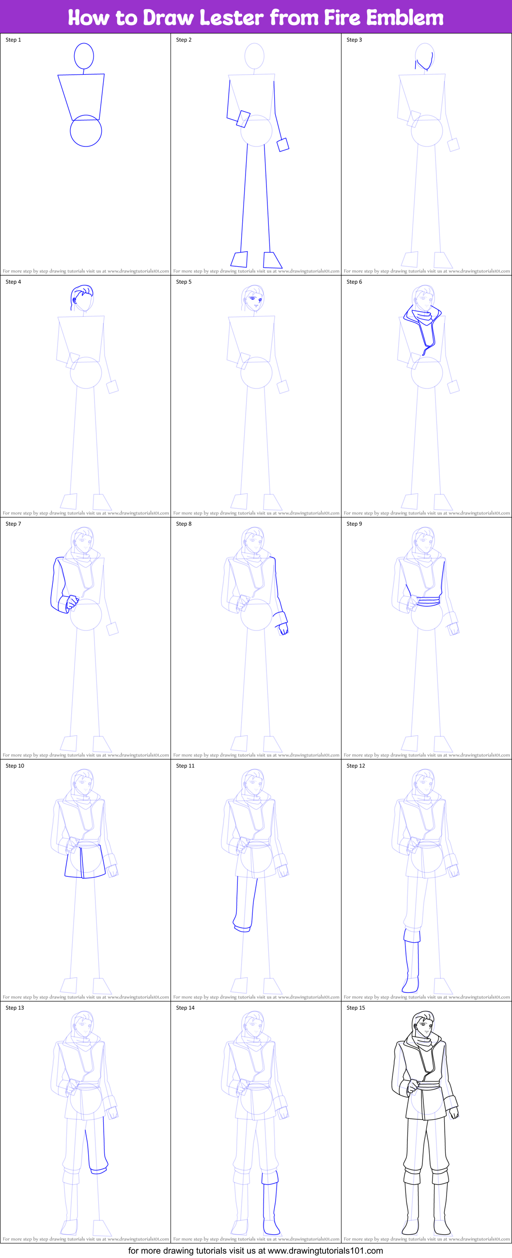 How to Draw Lester from Fire Emblem printable step by step drawing ...