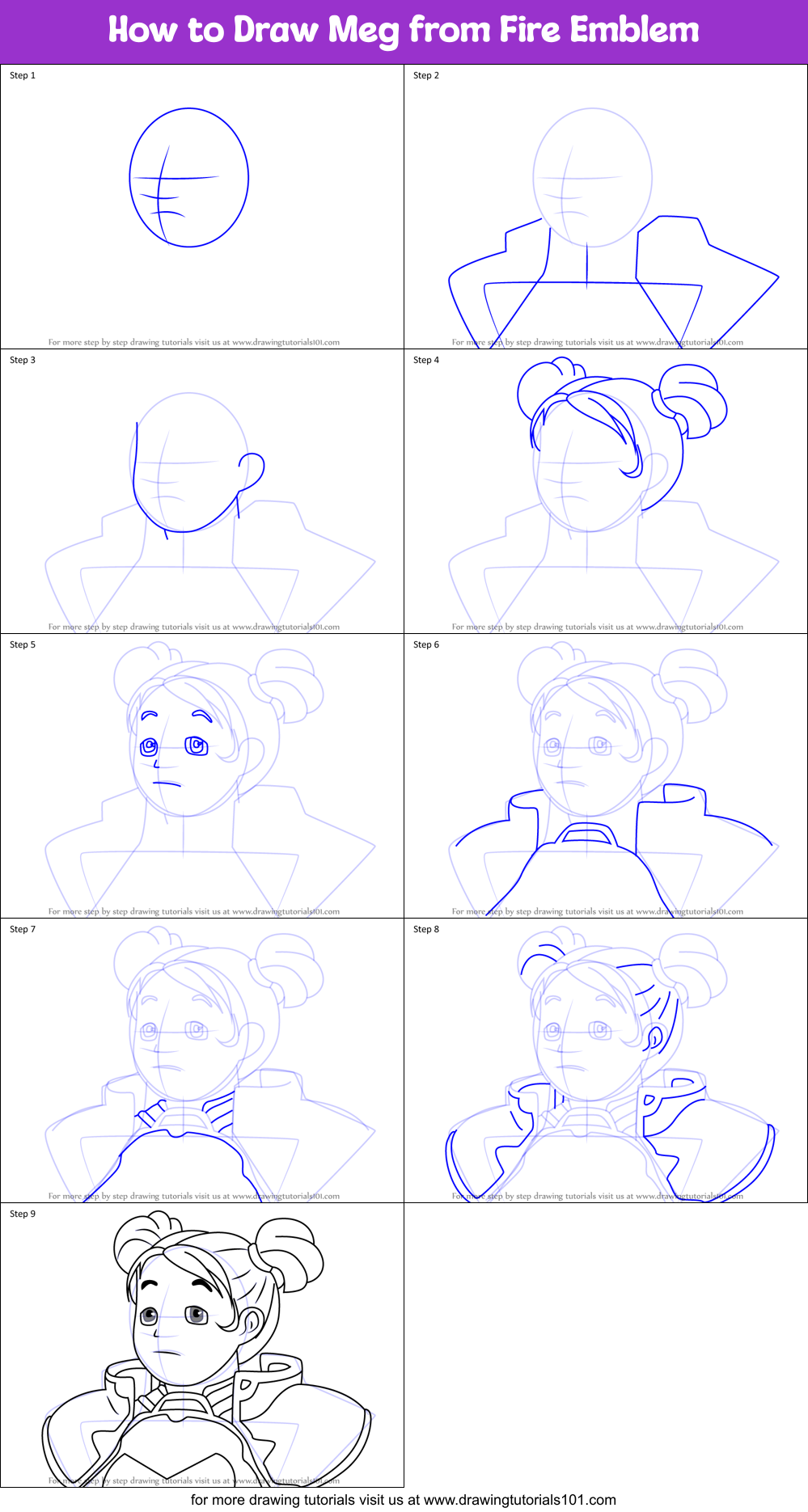 How to Draw Meg from Fire Emblem printable step by step drawing sheet ...