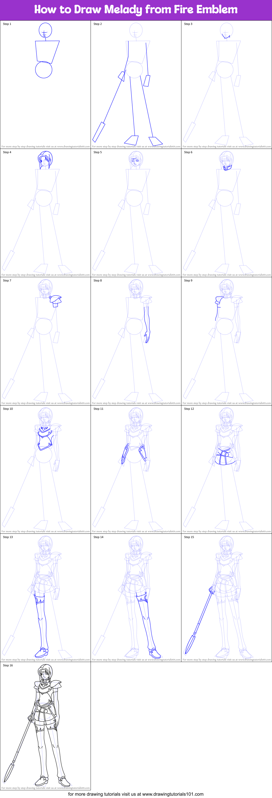 How to Draw Melady from Fire Emblem printable step by step drawing ...