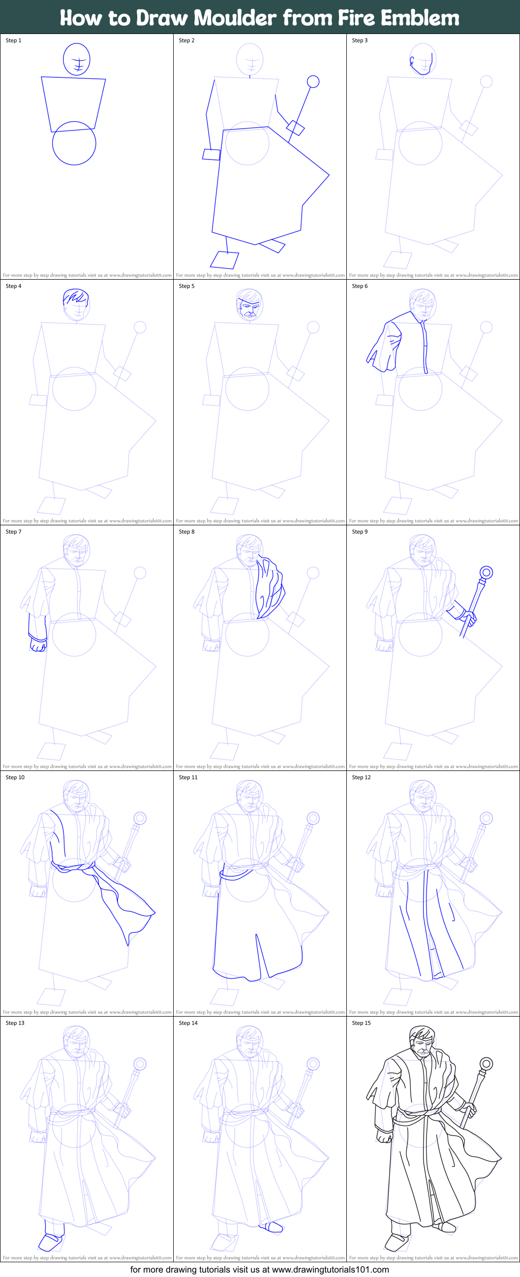 How to Draw Moulder from Fire Emblem printable step by step drawing ...