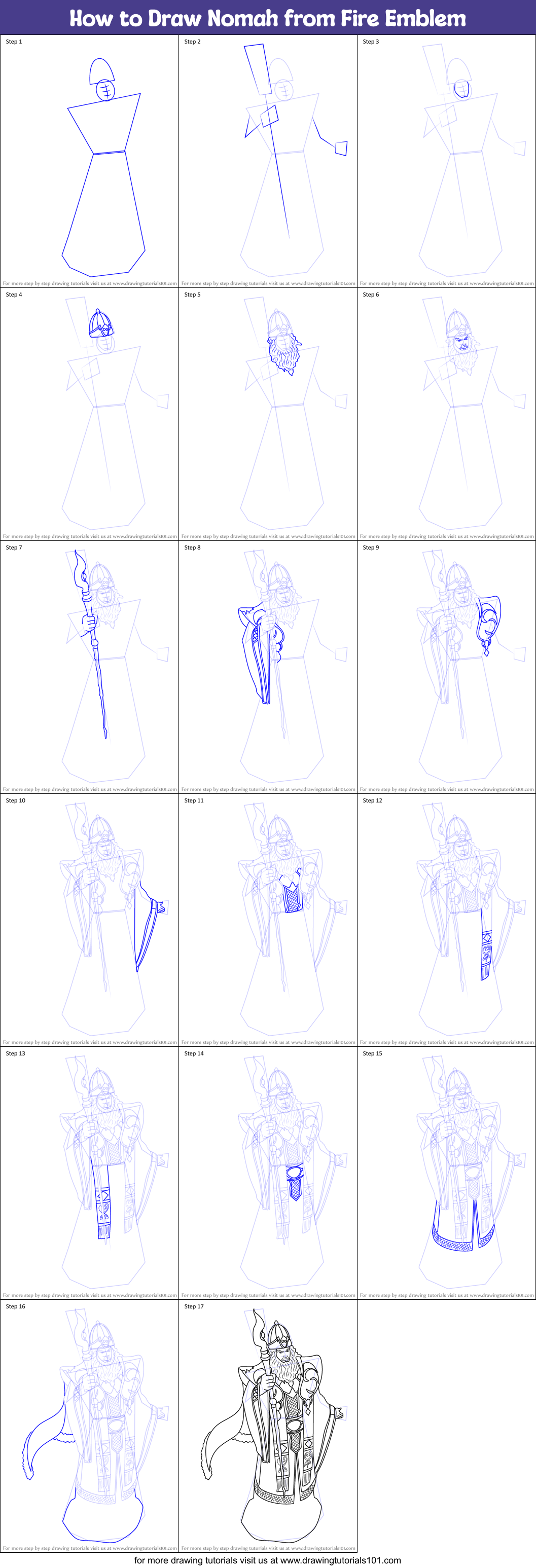 How to Draw Nomah from Fire Emblem printable step by step drawing sheet ...