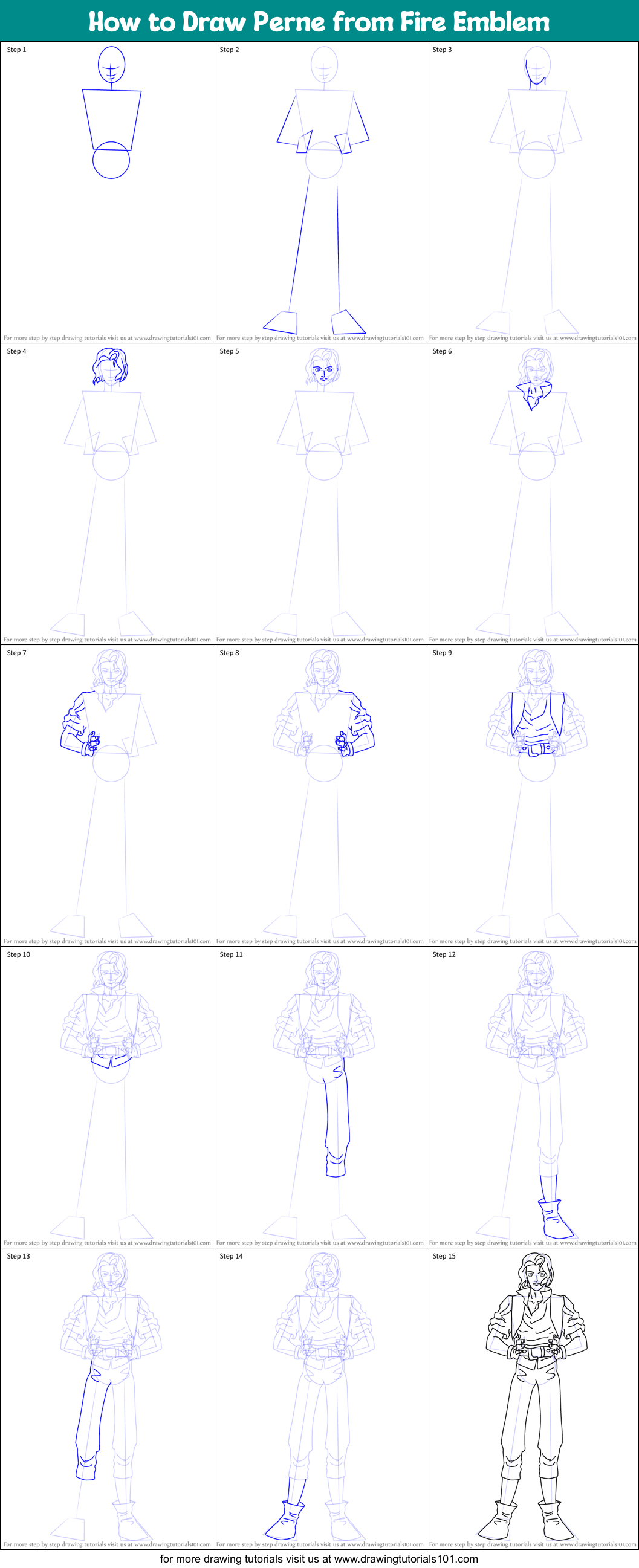 How to Draw Perne from Fire Emblem printable step by step drawing sheet ...