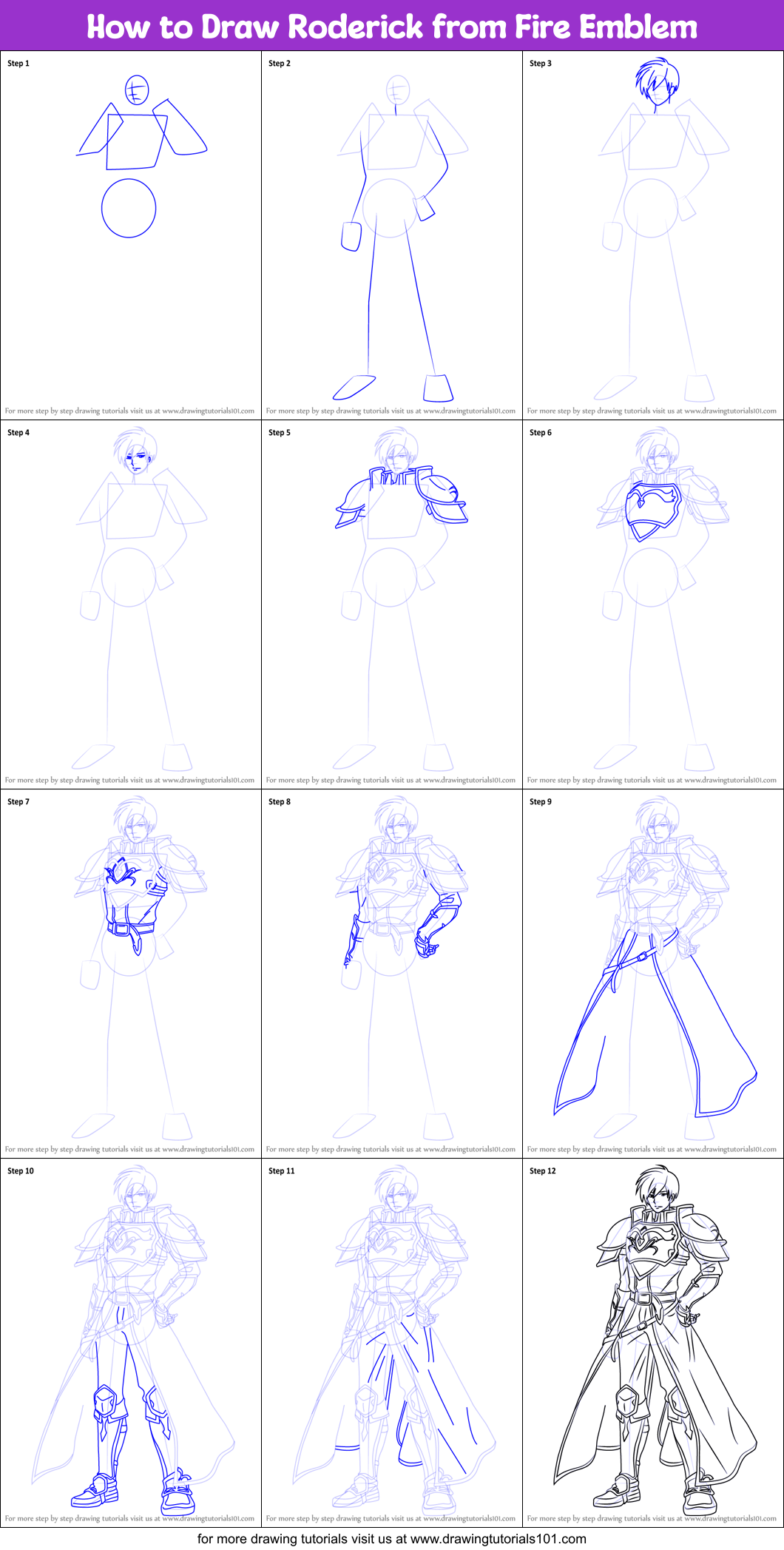 How to Draw Roderick from Fire Emblem printable step by step drawing ...