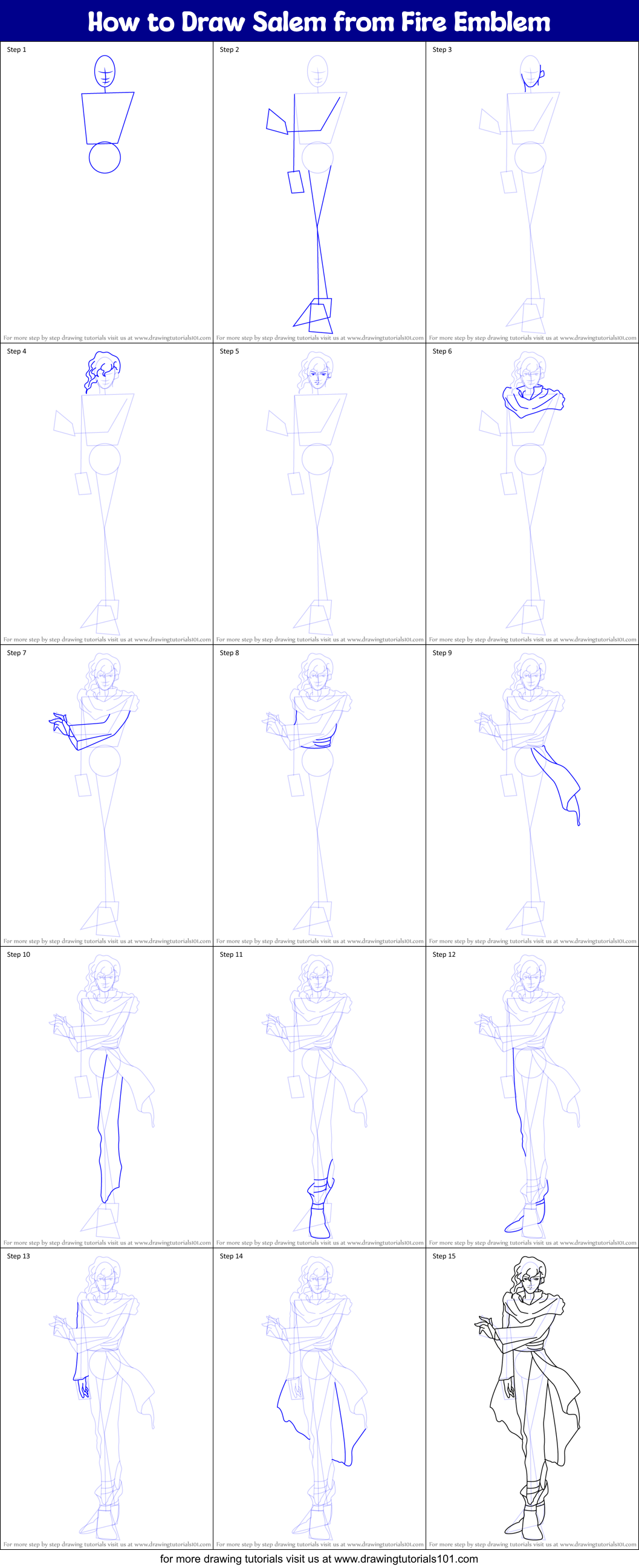 How to Draw Salem from Fire Emblem printable step by step drawing sheet ...