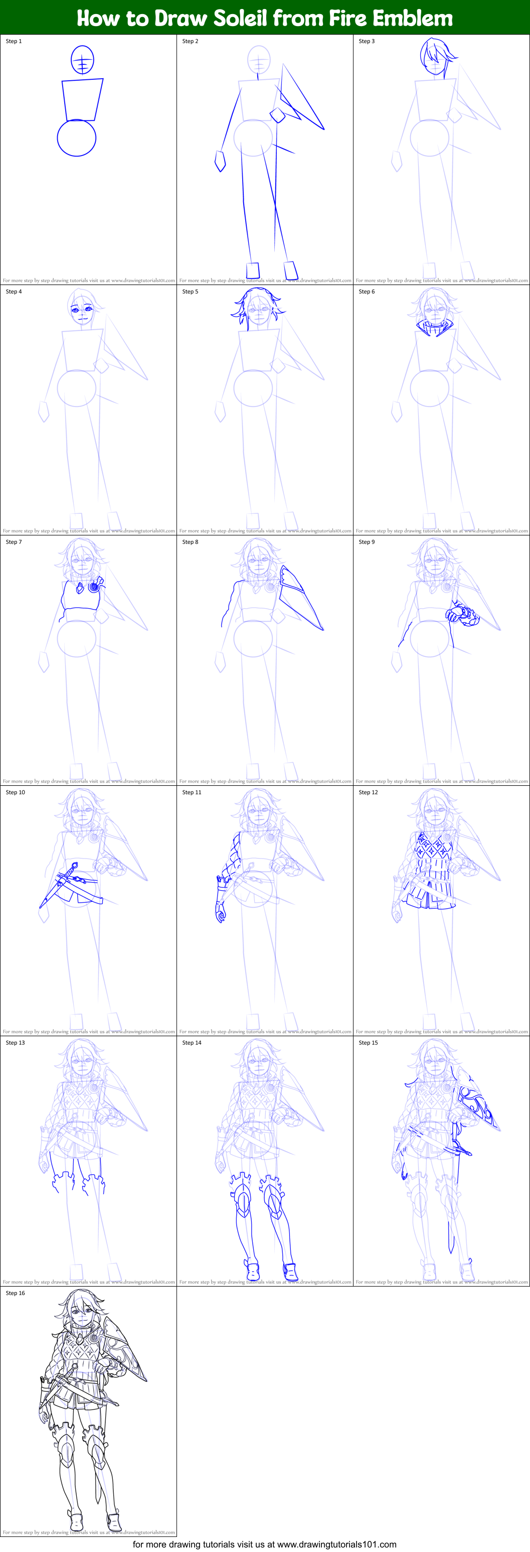 How to Draw Soleil from Fire Emblem printable step by step drawing ...