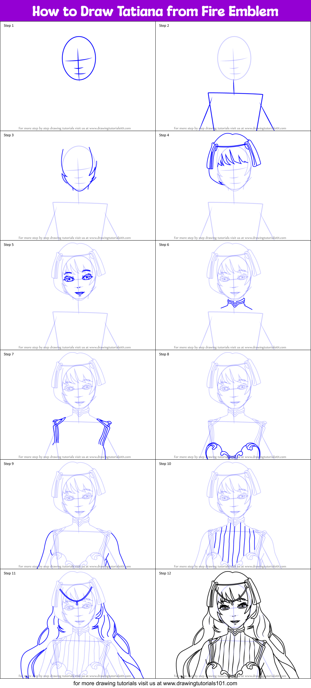 How to Draw Tatiana from Fire Emblem printable step by step drawing ...