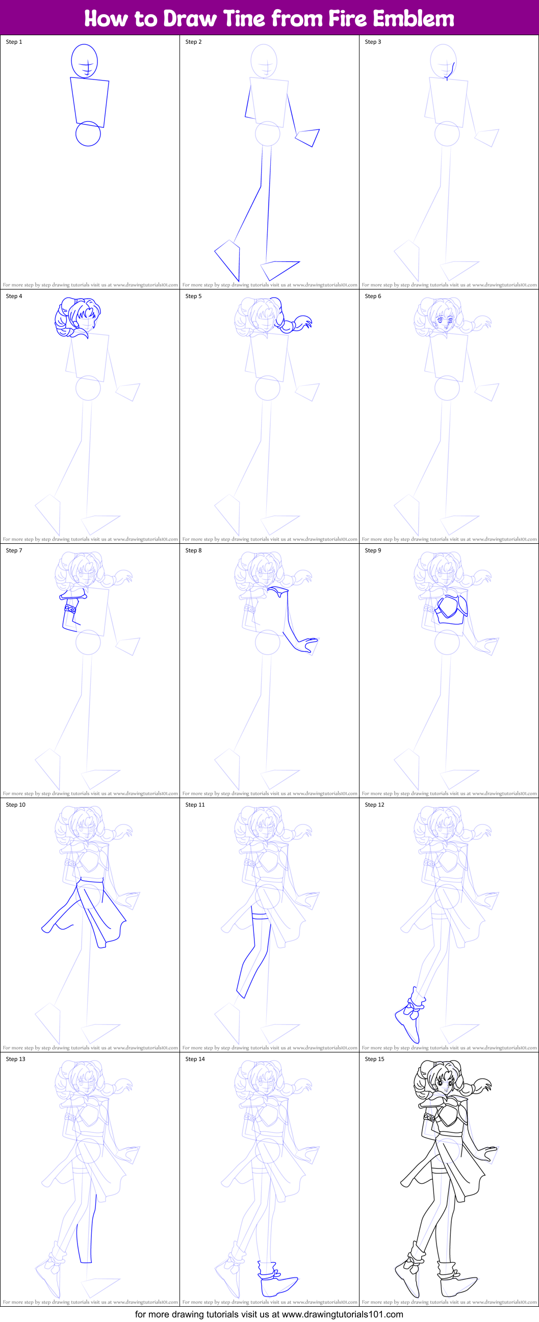 How to Draw Tine from Fire Emblem printable step by step drawing sheet ...