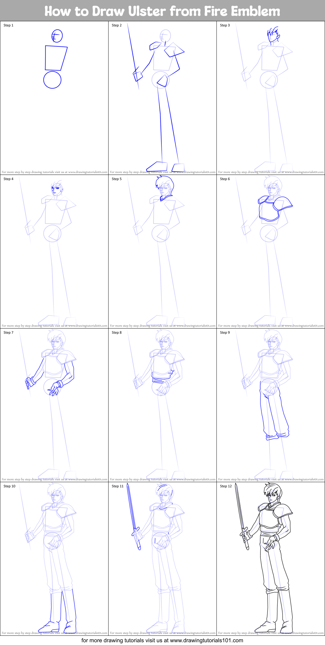 How to Draw Ulster from Fire Emblem printable step by step drawing ...