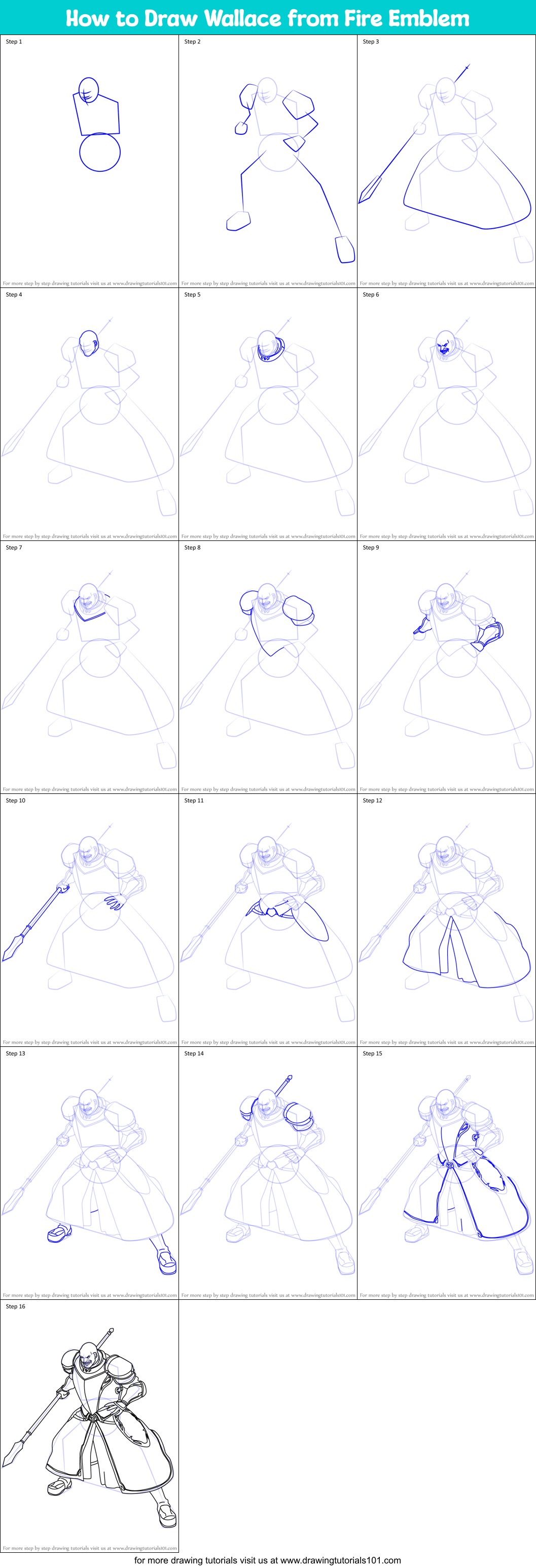 How to Draw Wallace from Fire Emblem printable step by step drawing ...