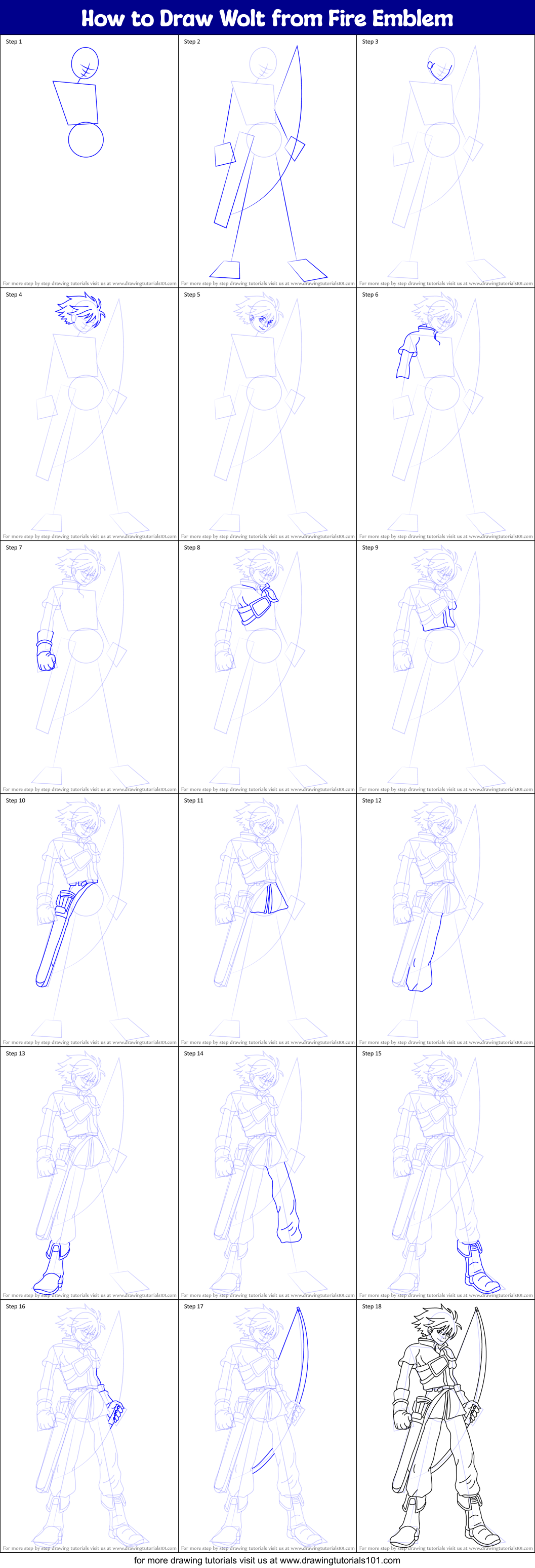 How to Draw Wolt from Fire Emblem printable step by step drawing sheet ...