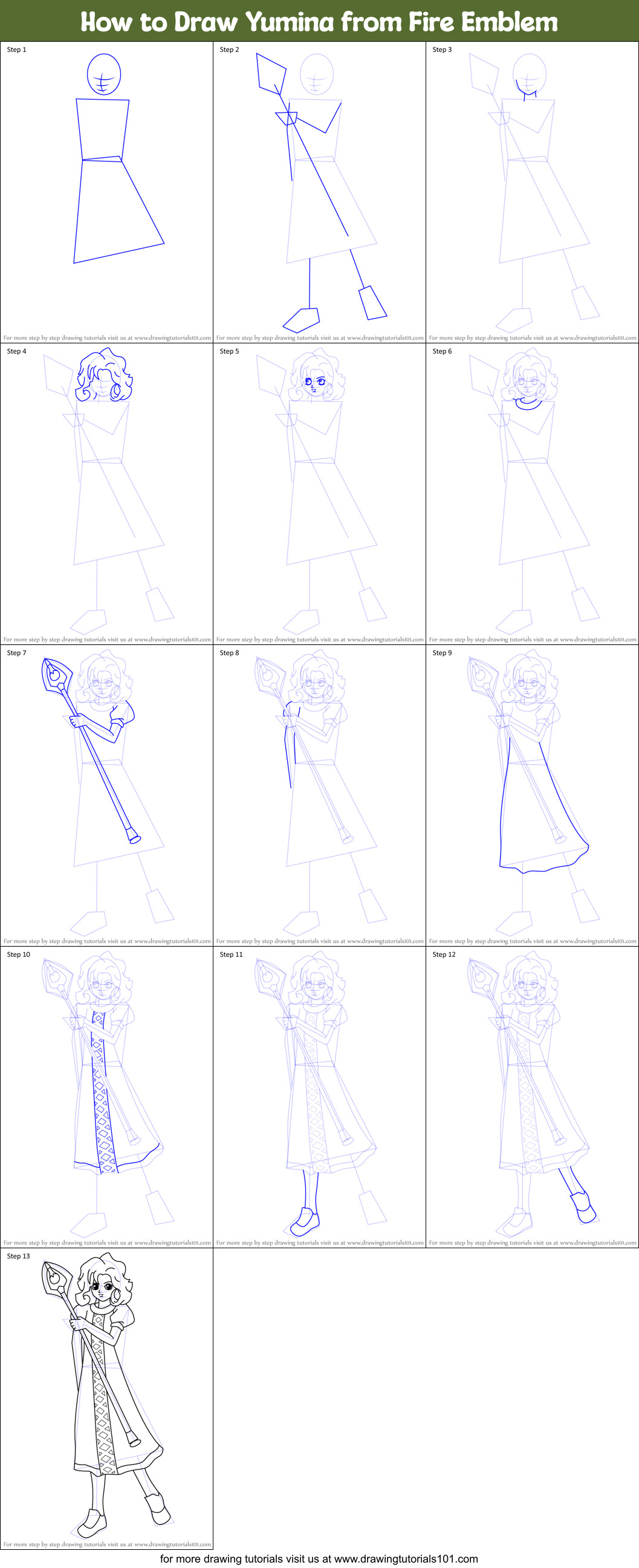 How to Draw Yumina from Fire Emblem printable step by step drawing ...