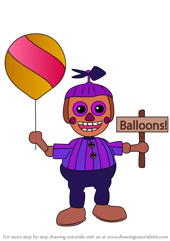 Step By Step How To Draw Balloon Girl Jj From Five Nights At Freddy S