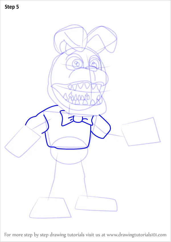 Step by Step How to Draw Nightmare Bonnie from Five Nights at Freddy's ...