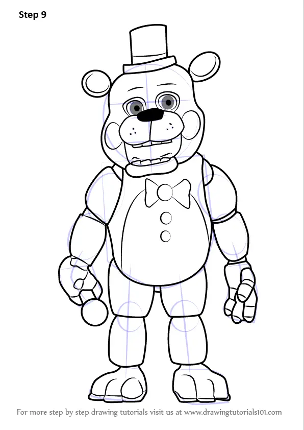 Learn How to Draw Toy Freddy Fazbear from Five Nights at Freddy's (Five