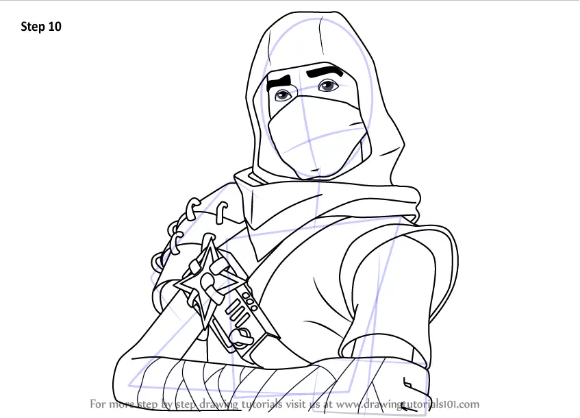 Step by Step How to Draw Assassin Ken from Fortnite ...