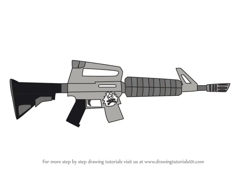 Step by Step How to Draw Assault Rifle from Fortnite