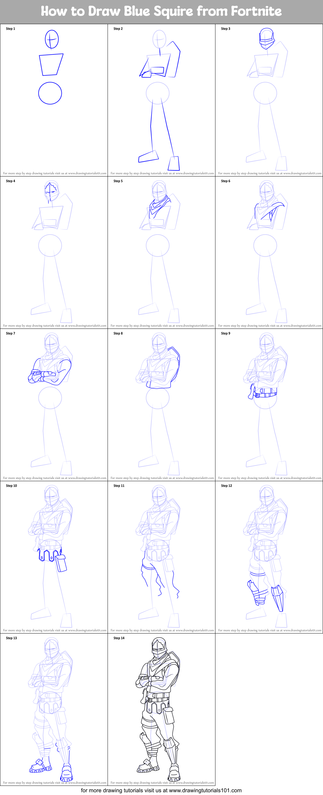 How to Draw Blue Squire from Fortnite printable step by step drawing ...