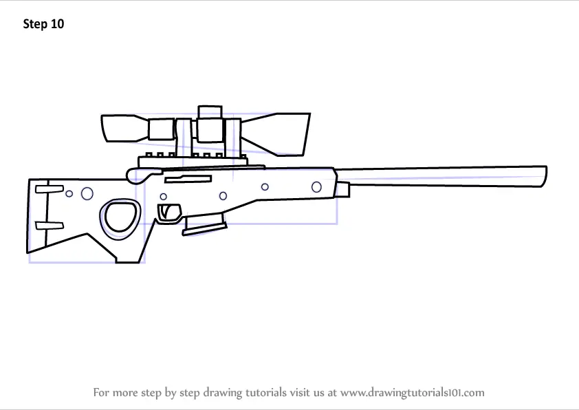 How To Draw Heavy Sniper Rifle From Fortnite Printable Step By Step ...