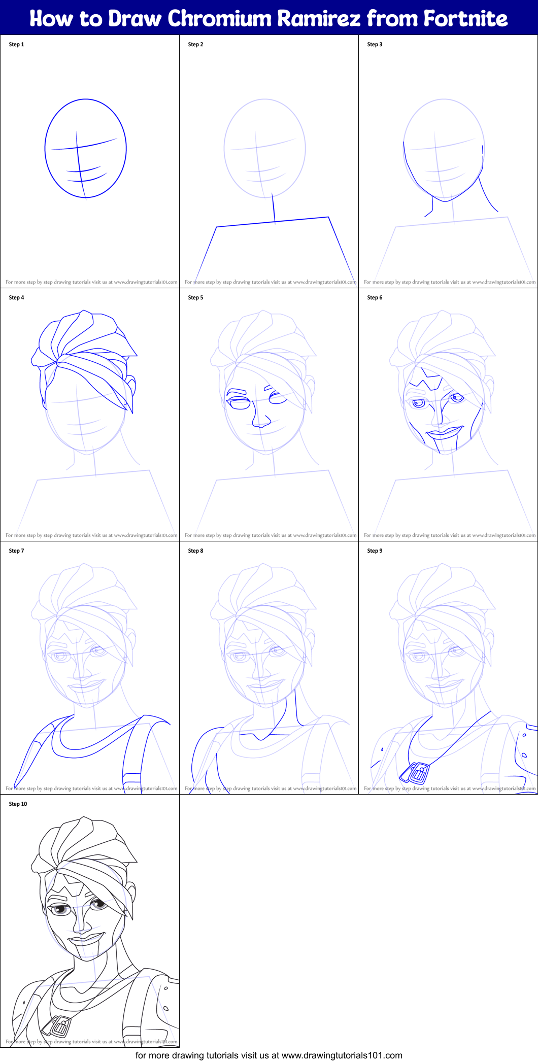 How to Draw Chromium Ramirez from Fortnite printable step by step ...