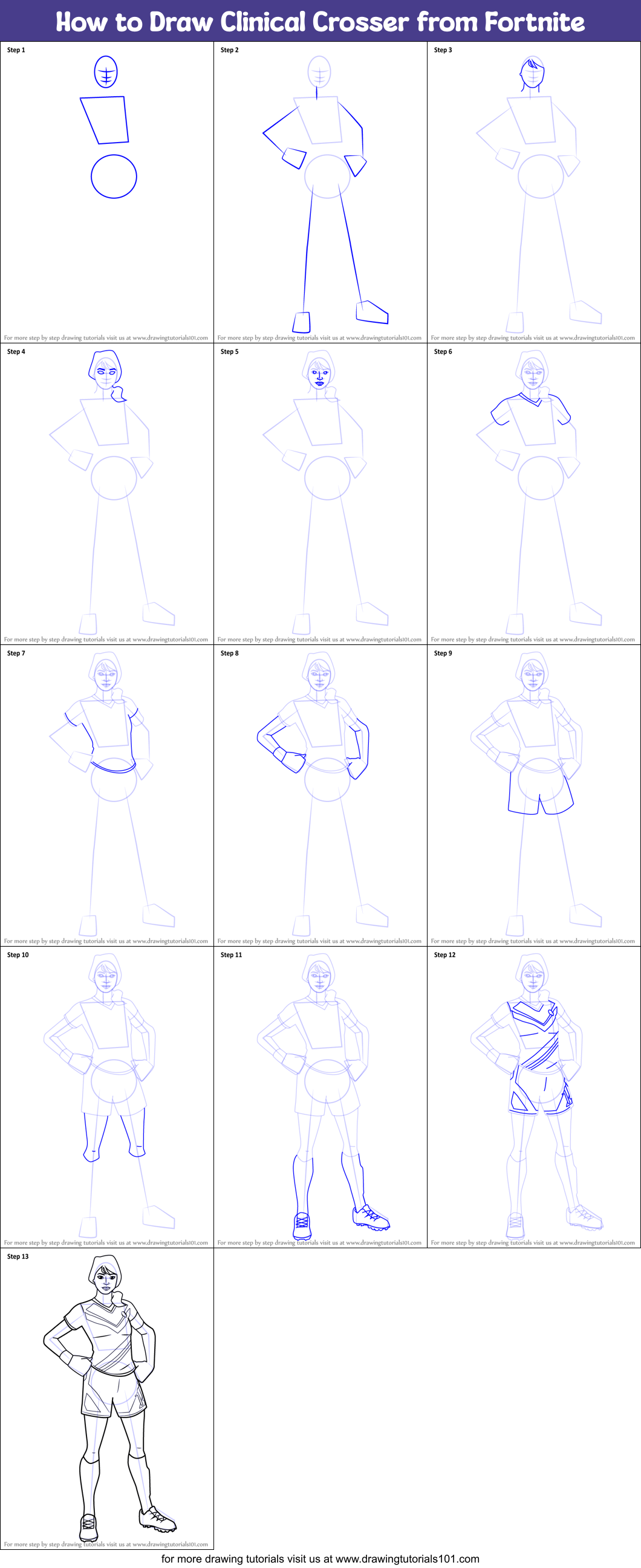 How to Draw Clinical Crosser from Fortnite printable step by step ...