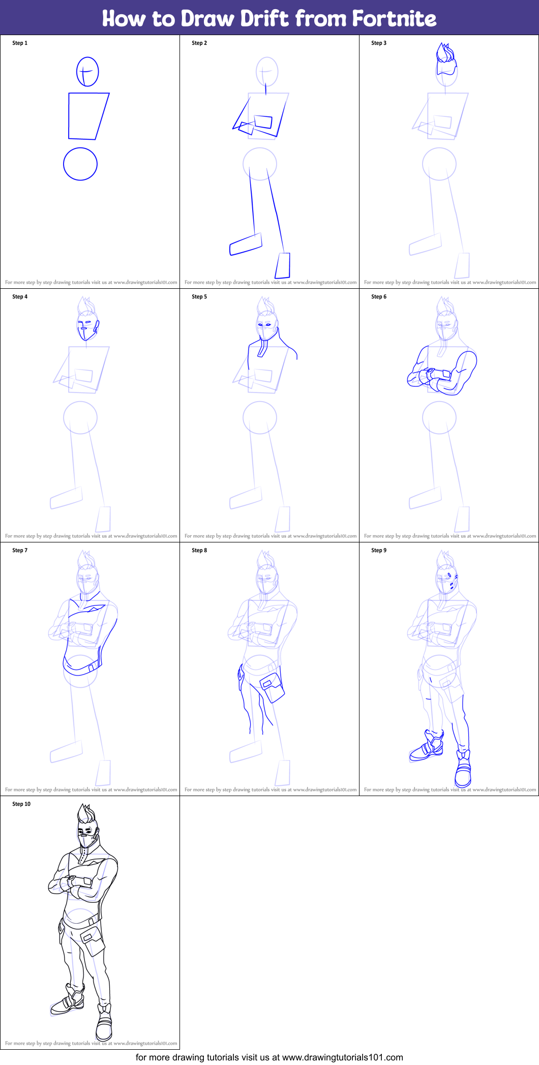 How To Draw Drift From Fortnite Printable Step By Step Drawing Sheet