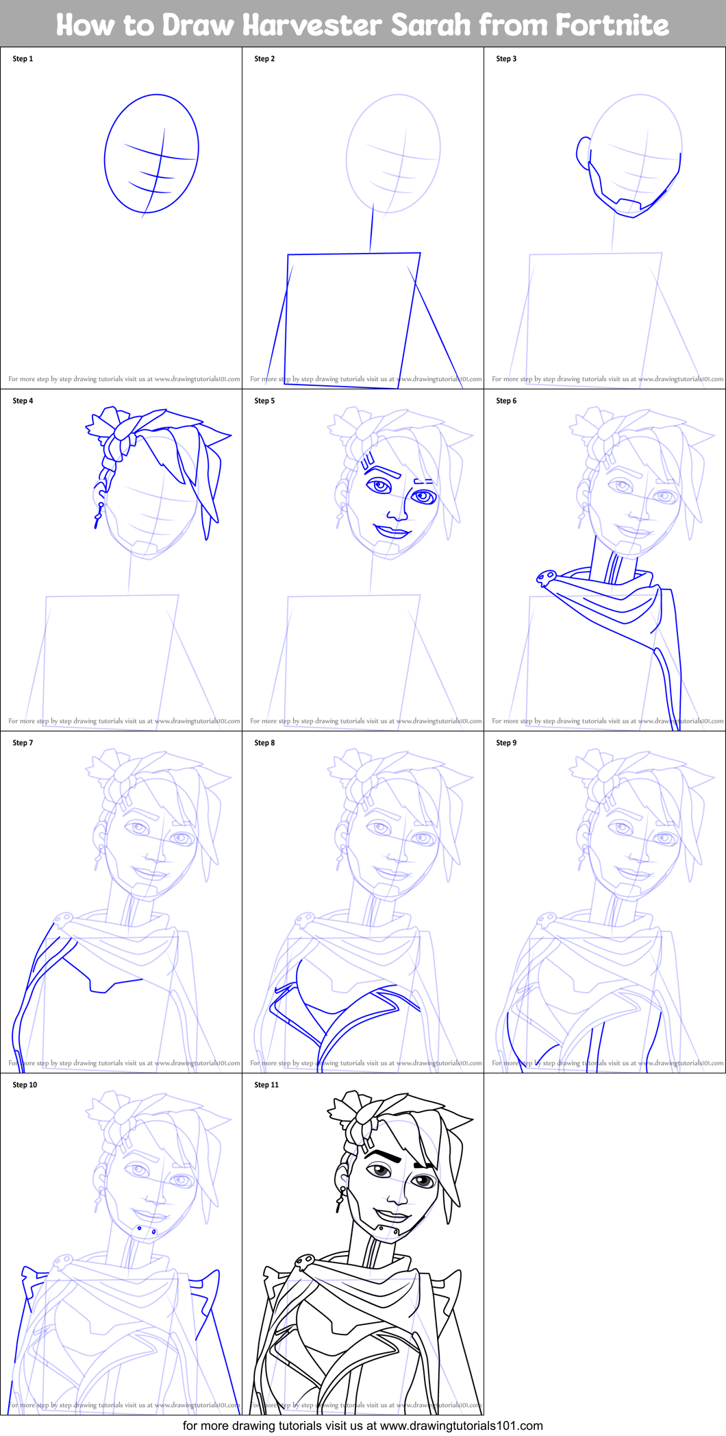 How to Draw Harvester Sarah from Fortnite printable step by step ...