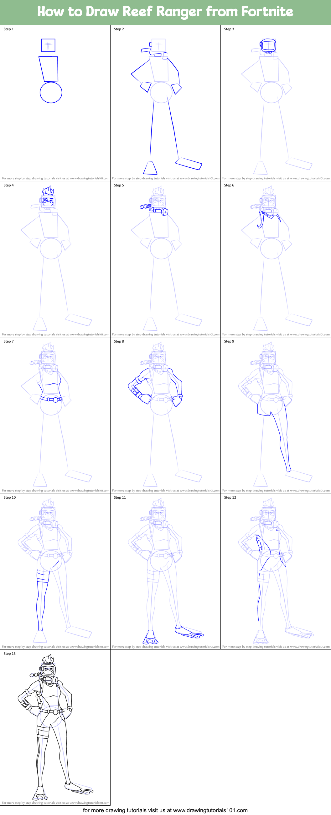 How To Draw Reef Ranger From Fortnite Printable Step By Step Drawing 