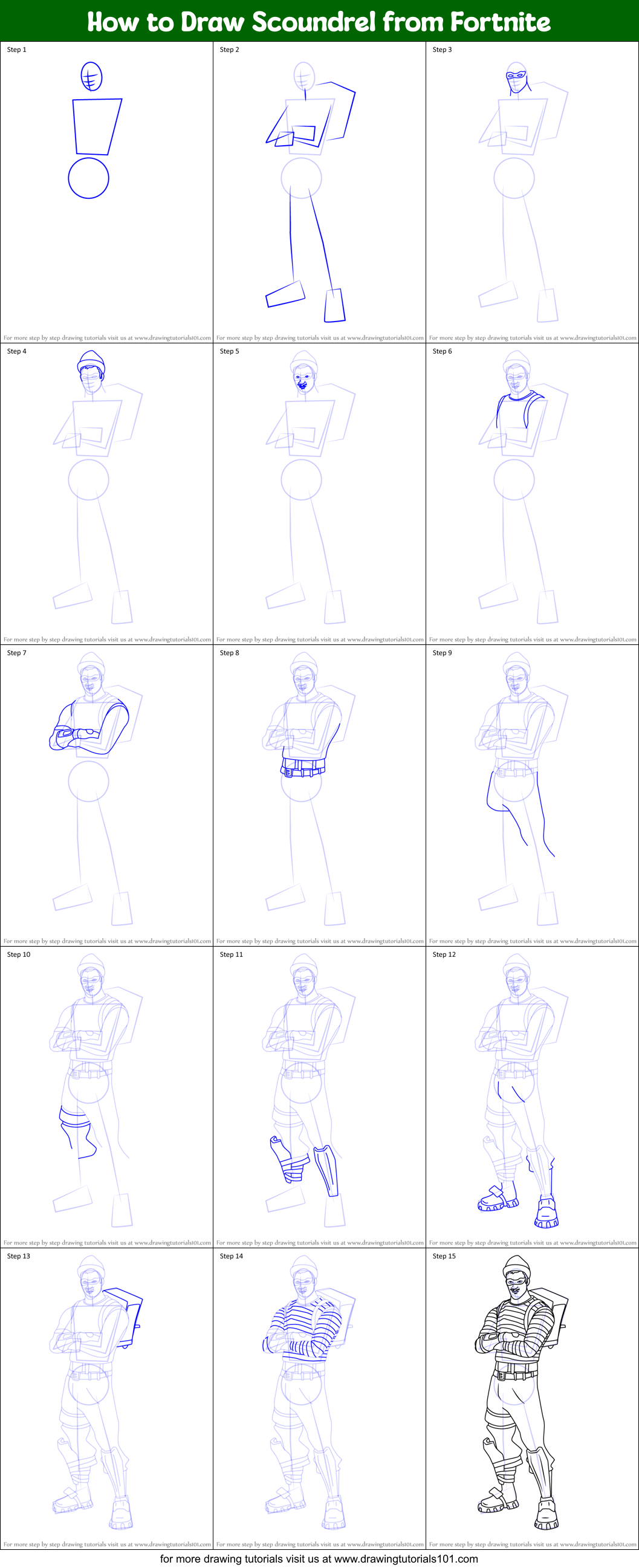 How to Draw Scoundrel from Fortnite printable step by step drawing ...