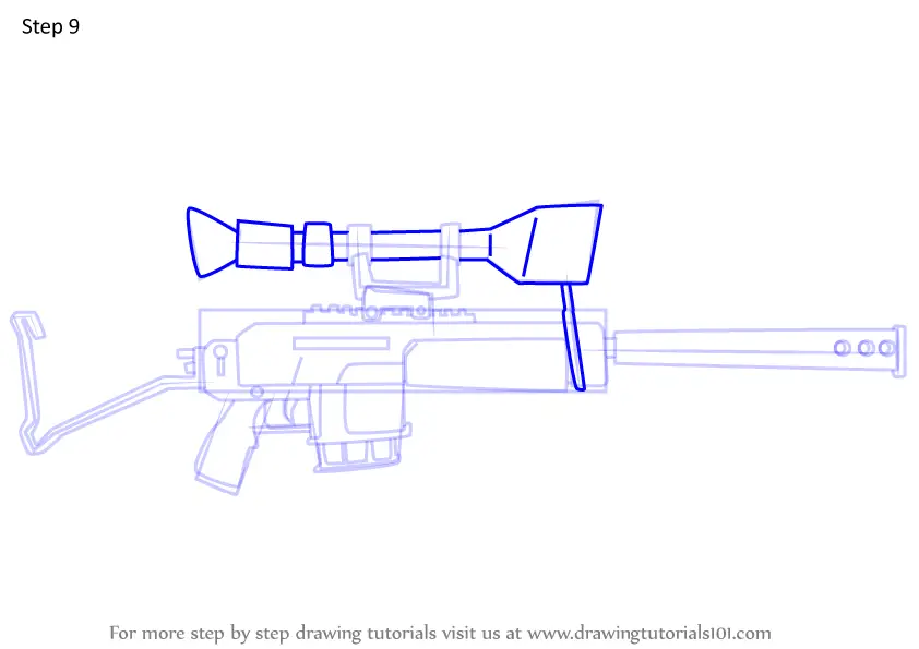 Learn How to Draw Semi-Auto Sniper Rifle from Fortnite (Fortnite) Step ...