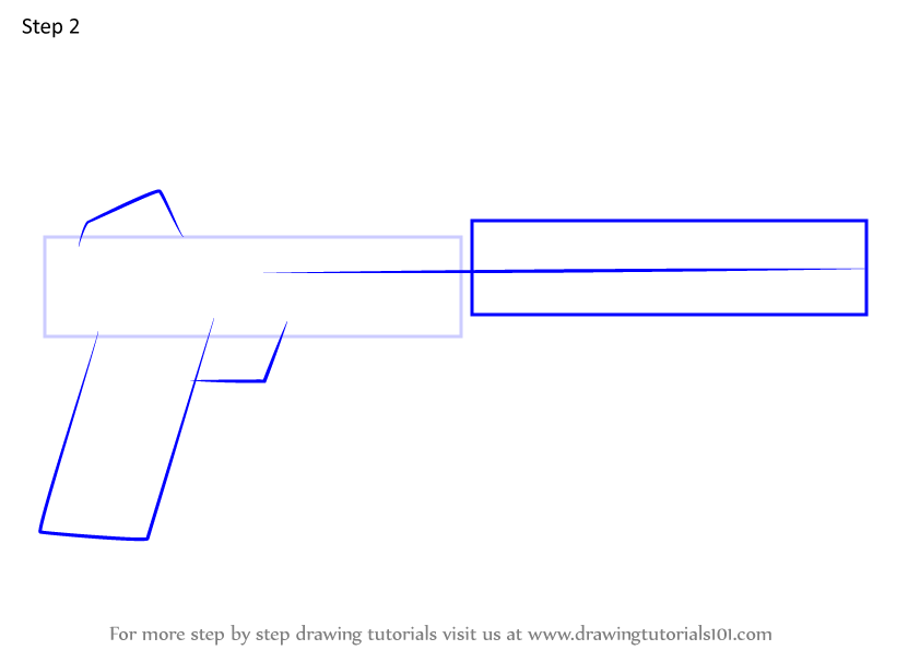 Step By Step How To Draw Suppressed Pistol From Fortnite