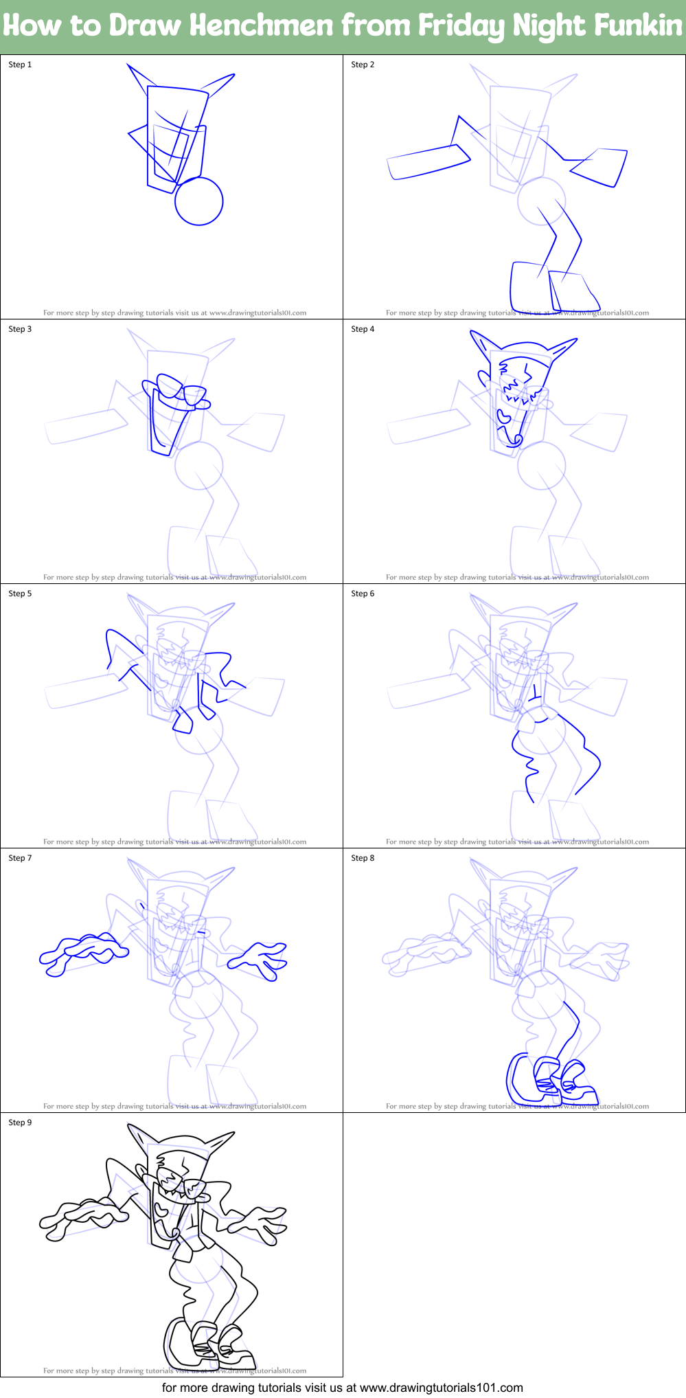 How to Draw Henchmen from Friday Night Funkin printable step by step ...