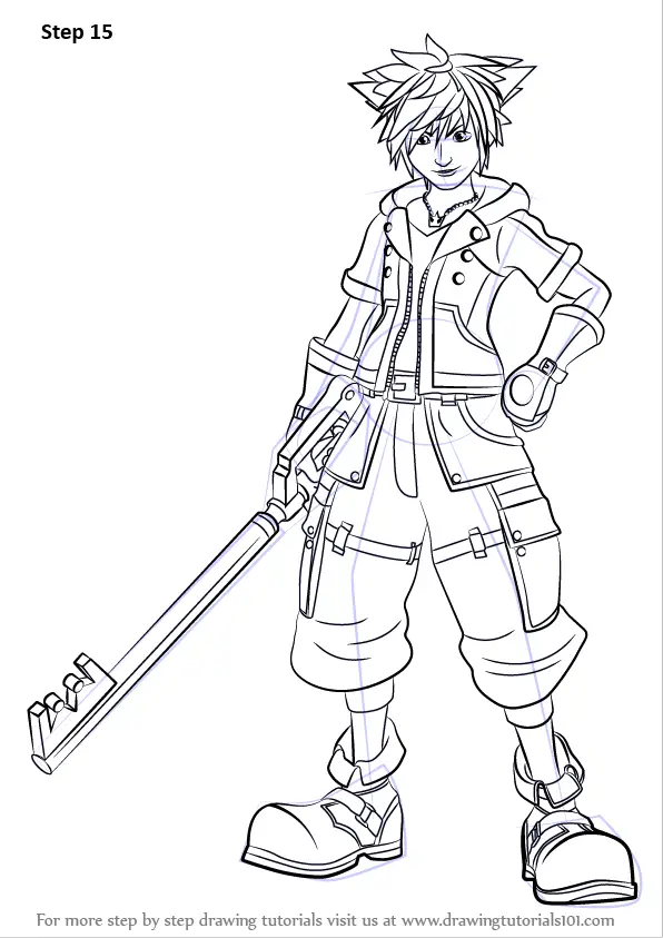 Learn How to Draw Sora from Kingdom Hearts (Kingdom Hearts) Step by