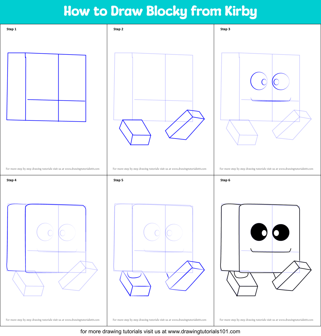 How to Draw Blocky from Kirby printable step by step drawing sheet