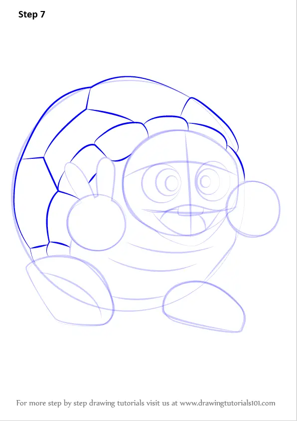 Step by Step How to Draw Rolling Turtle from Kirby : 